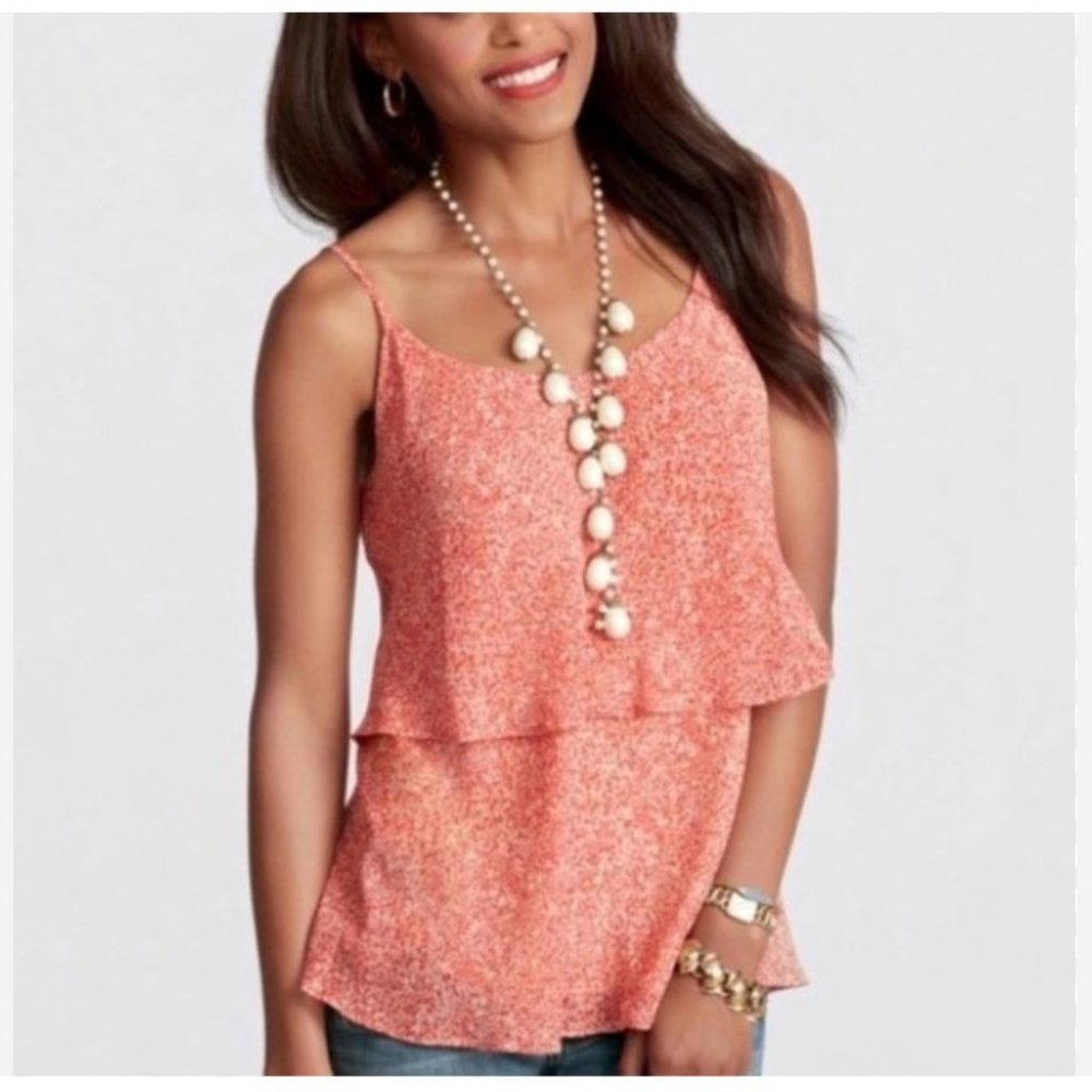 Cabi Women's Tiered Ruffle Top Paprika Red Size Extra Small